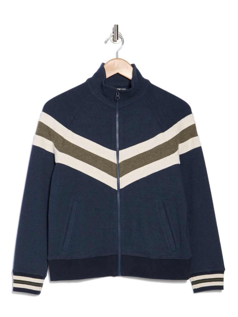 Faherty Navy Legend Chevron Zip-Up Track Jacket XSmall NWOT - Picture 4 of 7